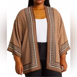 Max Studio Brown Paisley Kimono EUC SIZE 2X